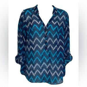 A.n.a. Teal Black and white semi sheer top